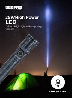 GEEPAS Zoomable LED Flashlight with 25W High Power LED, Aircraft-Grade Aluminum Body, Type-C Charging Grey 287mm  - Image 3