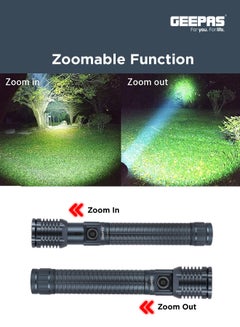GEEPAS Zoomable LED Flashlight with 25W High Power LED, Aircraft-Grade Aluminum Body, Type-C Charging Grey 287mm  - Image 5