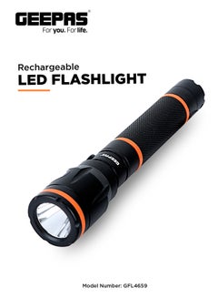 GEEPAS Rechargeable Waterproof LED Flashlight Black 152mm  - Image 1