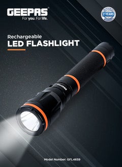 GEEPAS Rechargeable Waterproof LED Flashlight Black 152mm  - Image 2