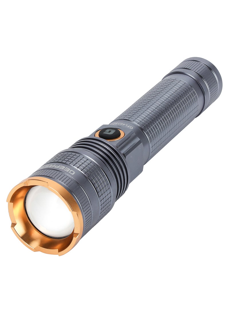 GEEPAS Zoomable 3 IN 1 Family Pack Rechargeable LED Flashlight| Aluminium Alloy Body | 15 W High Power LED | Type C Charging Li-ion 4000 mAh Battery| 6 Hrs working time GFL4658 Black 20cm  - Image 3