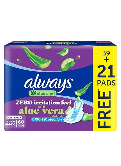 عبوة فوط صحية كول آند دراي بالأجنحة كبيرة وسميكة وطويلة ولا تسبب الشعور بالحرارة، من 60 فوطة