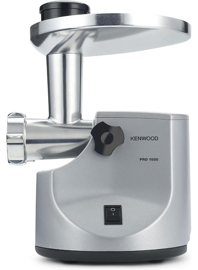 KENWOOD - Meat Grinder, 1.0Kg Per Minute, Metal Body, Meat Mincer, 3 Stainless Steel Mincer Screens, Kibbeh Maker, Sausage Maker, Feed Tube Pusher, Reverse Function, 1600 W MG510 Silver/Black - Image 1