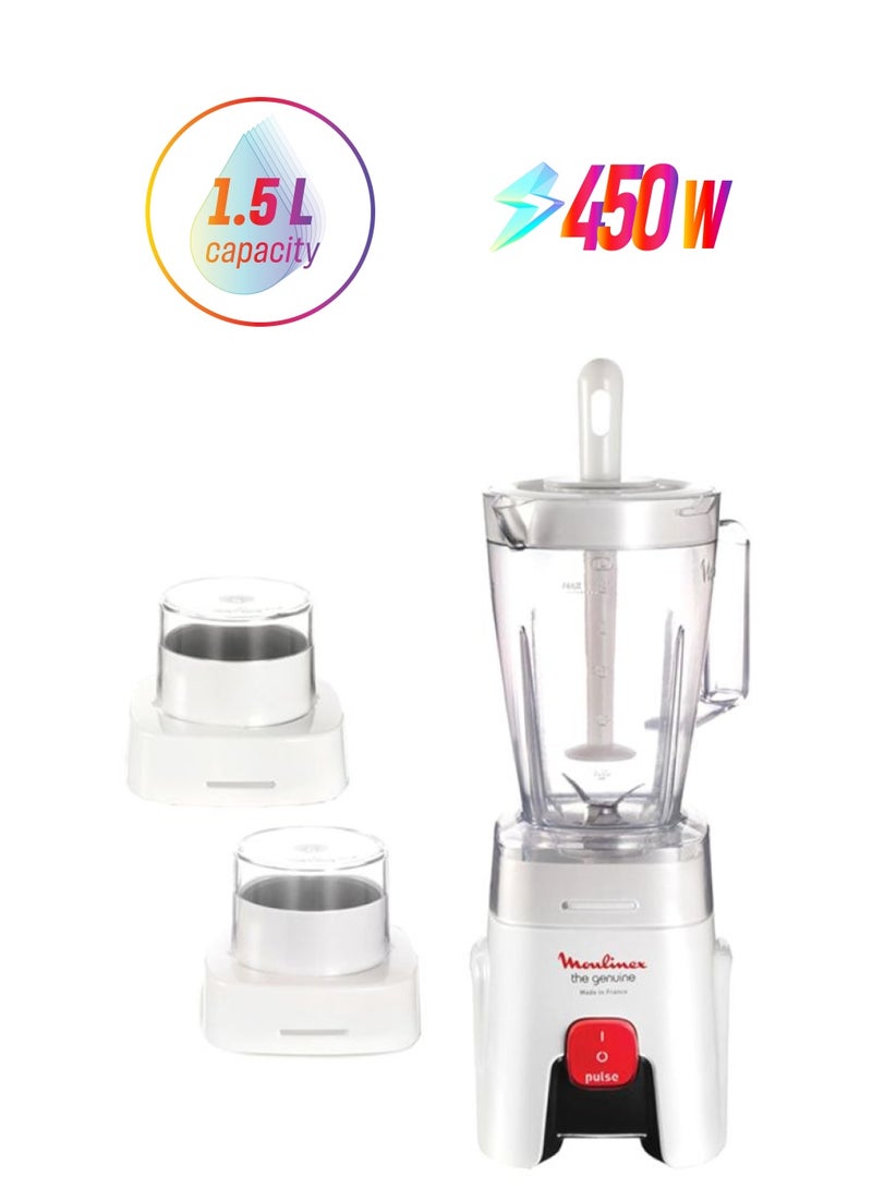 Moulinex - Electric Blender With Jar 1.5 L 450 W LM242027 White/Clear - Image 1