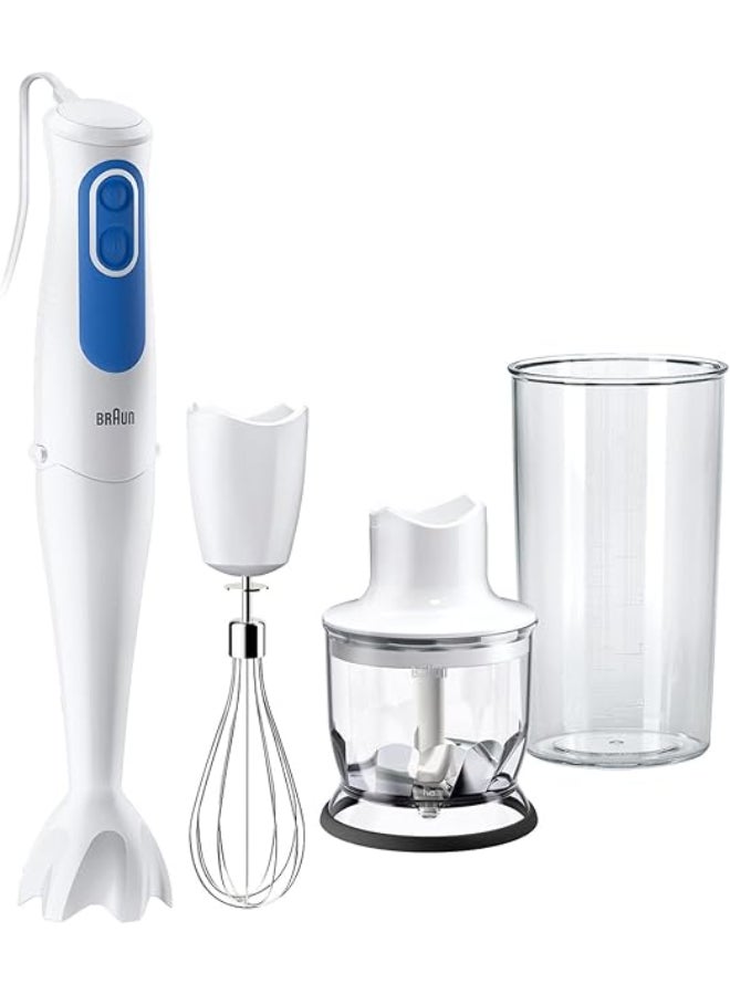 براون خلاط يدوي, مالتي كويك 3, سرعتان, كوب سعة 0.6  لتر, مفرمه0.350  لتر, خافق من الفولاذ المقاوم للصدأ MQ3025 أبيض - Image 1