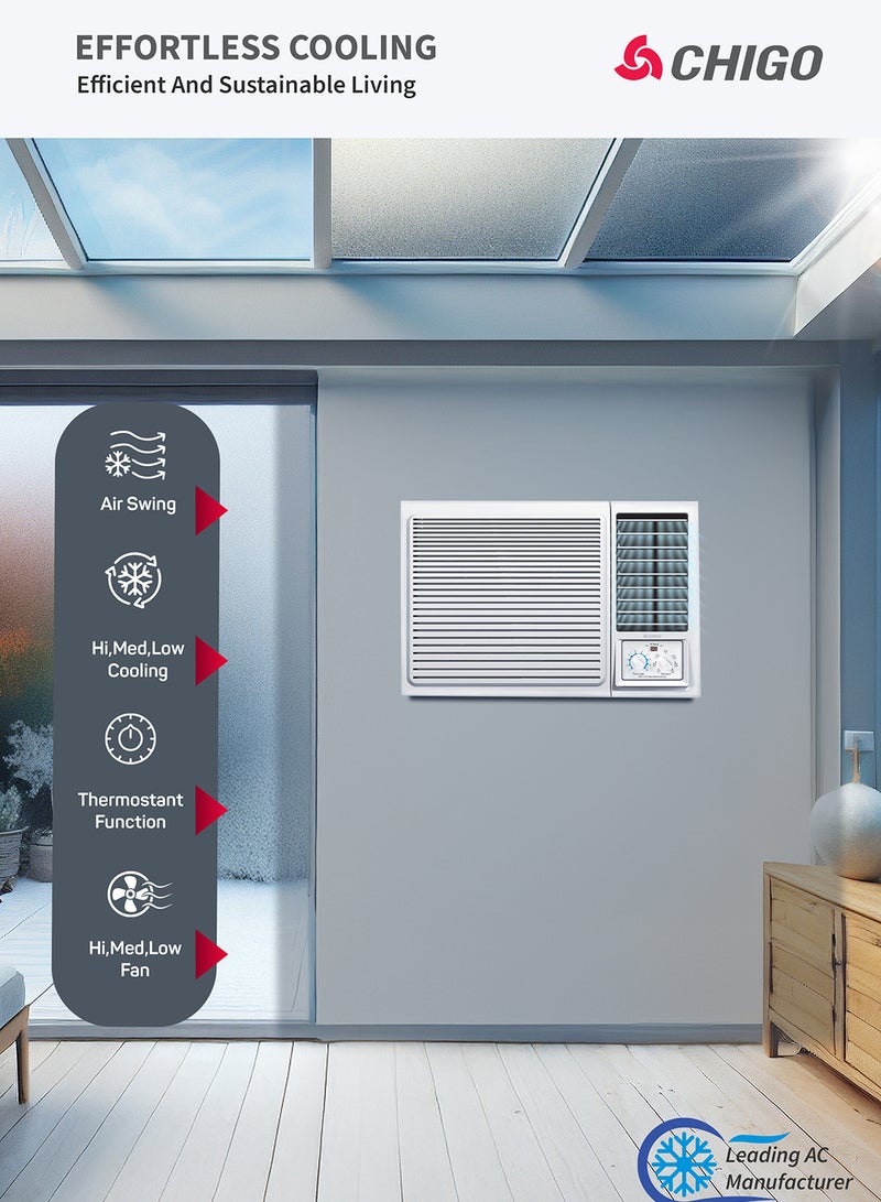 CHIGO 1.5 Ton Window AC | 18000 BTU | High-Performance Air Conditioner | T3 Climate | Low Noise | Rotary Compressor | Energy-Efficient Cooling for Extreme Heat CWA18CO White CWA18CO White  - Image 2