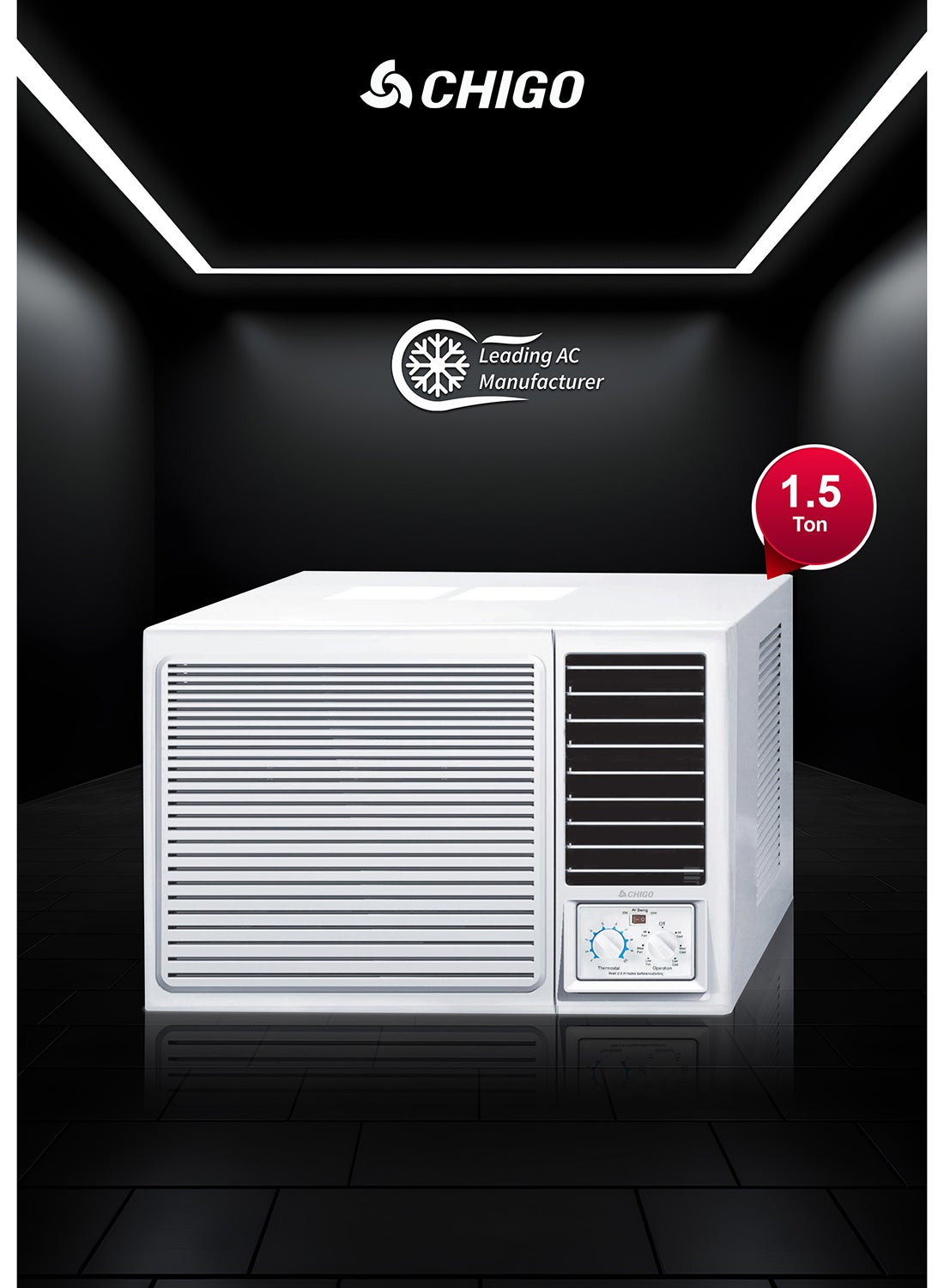 CHIGO 1.5 Ton Window AC, High-Performance Air Conditioner – T3 Climate Rated, Rotary Compressor, Energy-Efficient Cooling for Extreme Heat CWA18CO White 