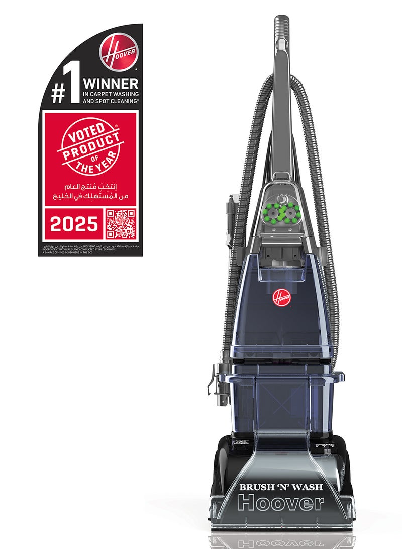 HOOVER Brush & Wash 2 in 1 Carpet Washer & Hard Floor Cleaner, Spin Scrub Brush And Twin Tank Technology For Home, Office & Majlis Use, 1 Year Warranty - 131355 4 L 1400 W F5916901 Grey  - Image 1