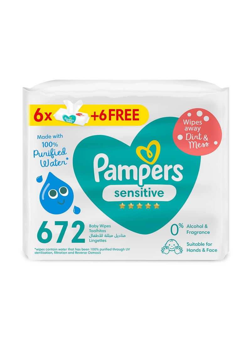 Sensitive Protect Baby Wipes for Hands and Face, 12 Packs, 672 Count