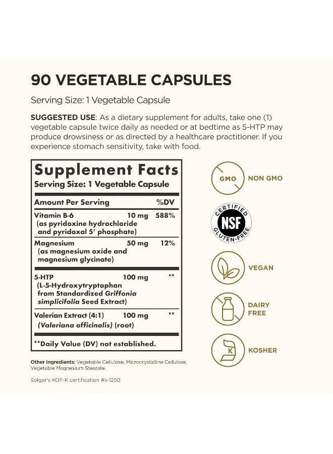 Solgar 5-HTP Dietary Supplement - 90 Vegetable Capsules - Image 2