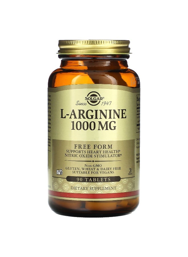 Solgar L-Arginine, Free Form, 1,000 mg, 90 Tablets Packaging May Vary - Image 1