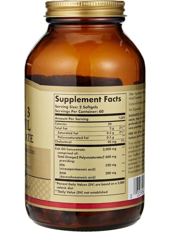 Solgar - Omega-3 Fish Oil Concentrate, 120 Softgels Packaging May Vary - Image 1