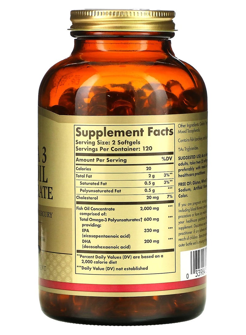 Omega 3 Fish Oil Concentrate, 240 Softgels - pnsku/N12854042A/45/_/1731581509/1c9ea6db-3995-489d-89bc-aeed8da5366a