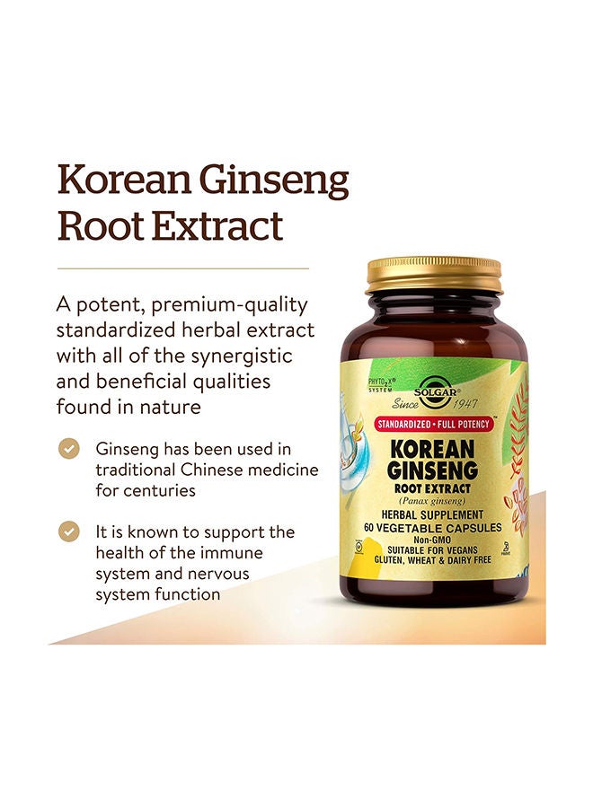 Solgar Full Potency Korean Ginseng Root Extract - 60 Vegetable Capsules - Image 3