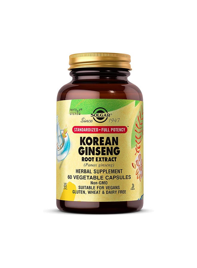Solgar Full Potency Korean Ginseng Root Extract - 60 Vegetable Capsules - Image 1
