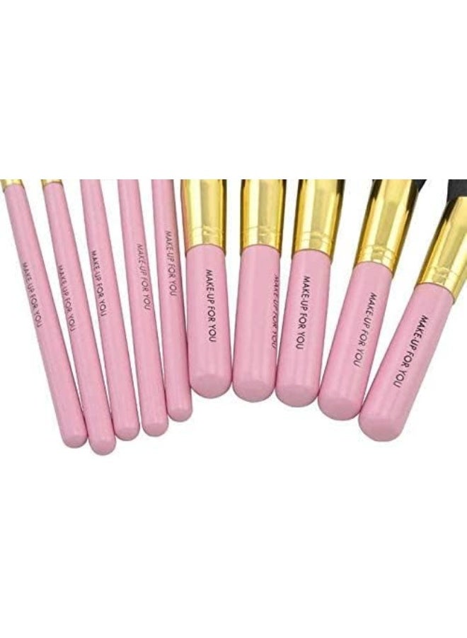 10 فراشي تجميل عصرية أنيقة وردي / ذهبي/ أسود - Image 4