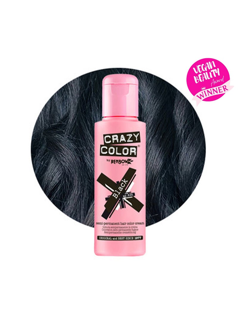 Crazy Color Semi Permanent Hair Color Cream Black 100ml - Image 1