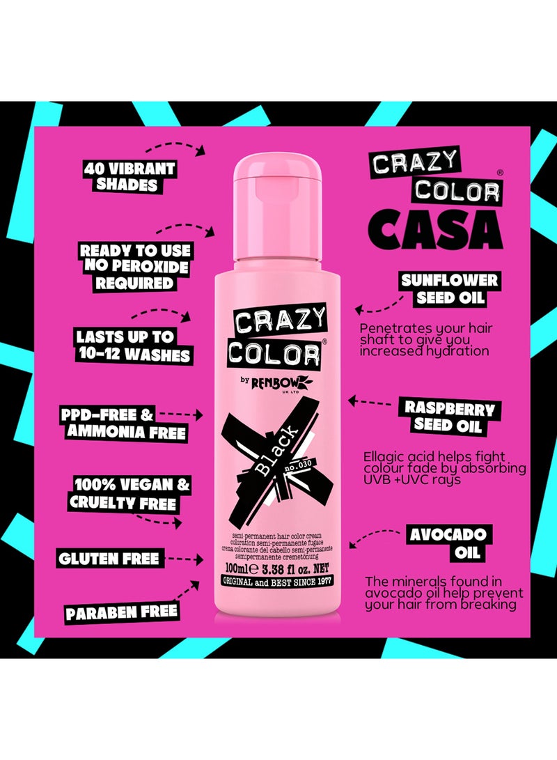 Crazy Color Semi Permanent Hair Color Cream Black 100ml - Image 5