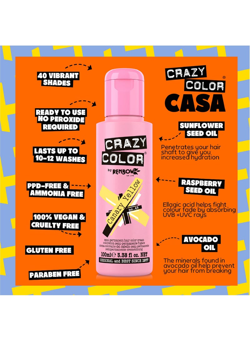 Crazy Color Semi Permanent Hair Color Cream Canary Yellow 100ml  - Image 5