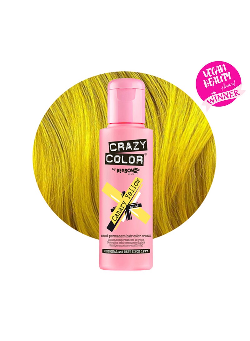 Crazy Color Semi Permanent Hair Color Cream Canary Yellow 100ml  - Image 1