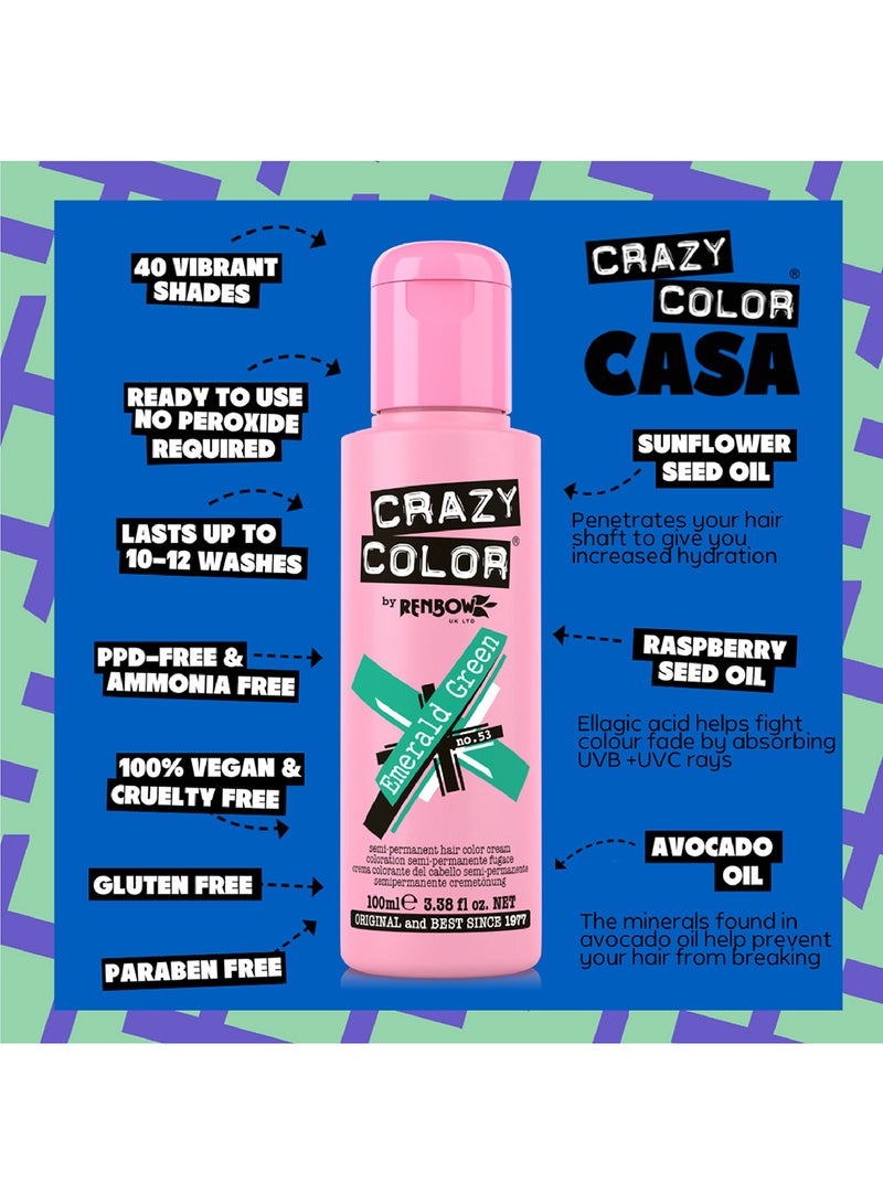 Crazy Color Semi Permanent Hair Color Cream Emerald Green 100ml  - Image 5