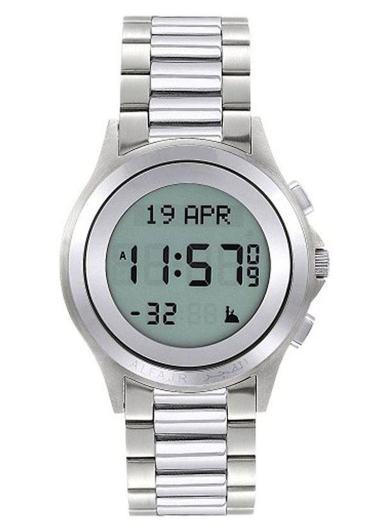 الفجر ساعة يد رقمية مقاومة للماء طراز WR02 - 35 مم - فضي للرجال