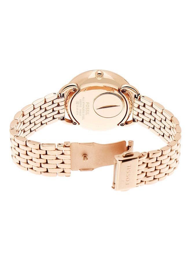 فوسيل ساعة يد بعقارب مقاومة للماء طراز ES3713 - 35 مم - ذهبي وردي للنساء - Image 2