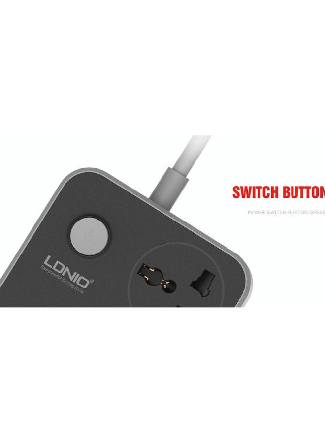 إل دينو - وصلة تمديد كهربائية تناسب جميع الأجهزة ب3 منافذ طاقة و6 منافذ USB أسود/ رمادي - Image 1