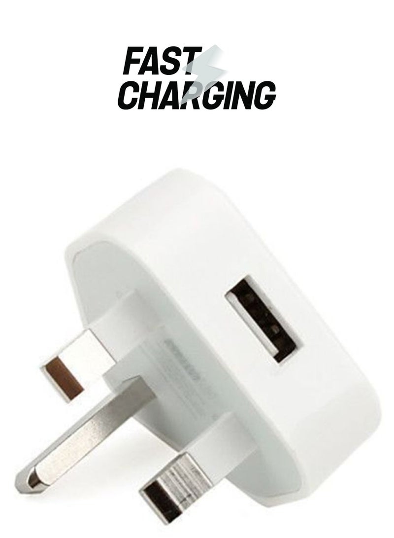 3 Pin Wall Mounted Charging Adapter White  - Image 1