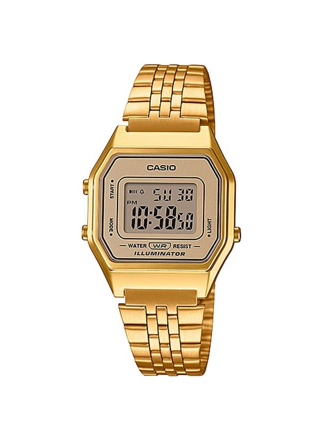 CASIO Women's Illuminator Water Resistant Stainless Steel Digital Watch LA680WGA-9DF - 29 mm - Gold - Image 1
