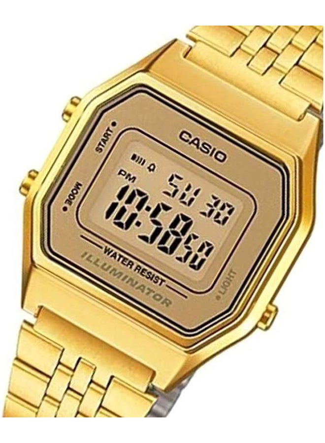 CASIO Women's Illuminator Water Resistant Stainless Steel Digital Watch LA680WGA-9DF - 29 mm - Gold - Image 4