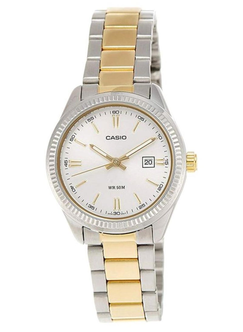 CASIO Women's Enticer Water Resistant Analog Watch LTP-1302SG-7AVDF - 30 mm - Gold/Silver - Image 1