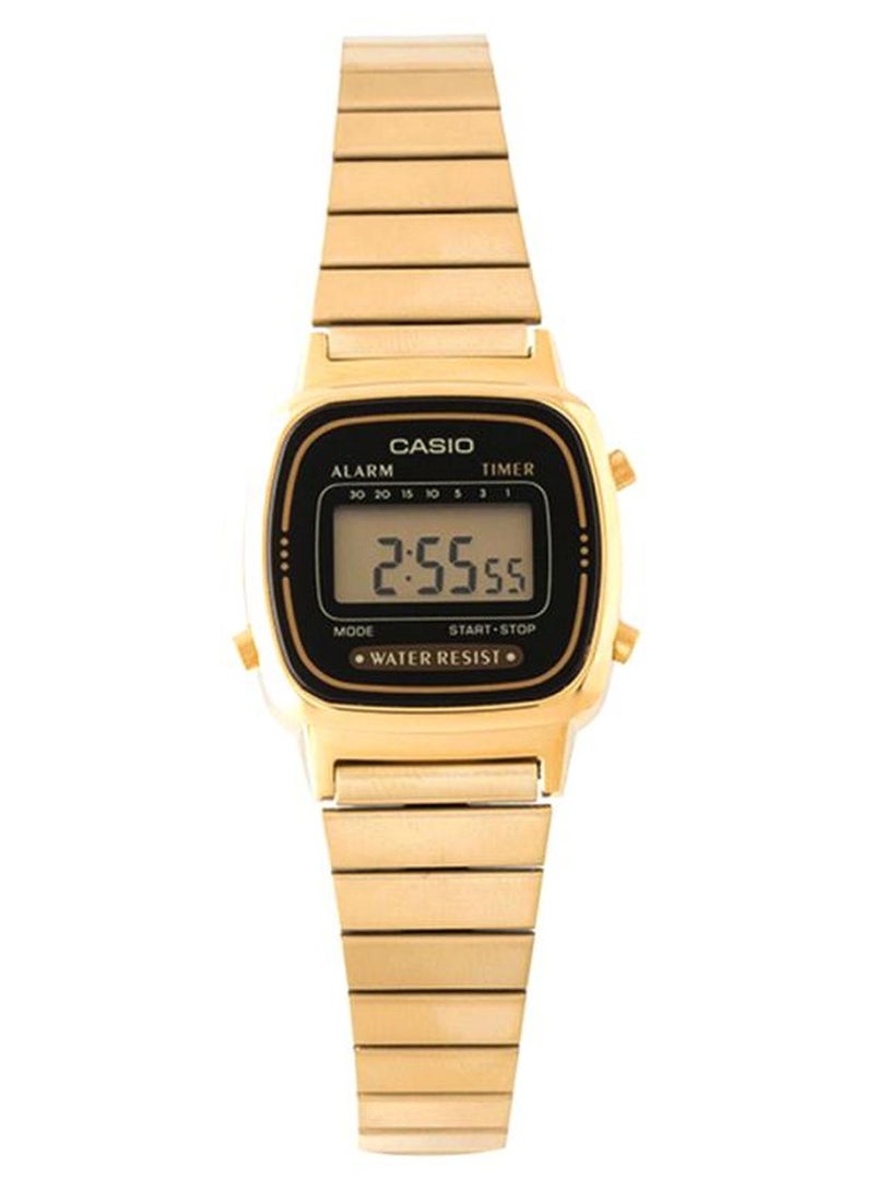 كاسيو ساعة يد رقمية بسوار من الإستانلس ستيل طراز LA670WGA-1UWD - مقاس 25 مم - لون ذهبي للنساء - Image 1