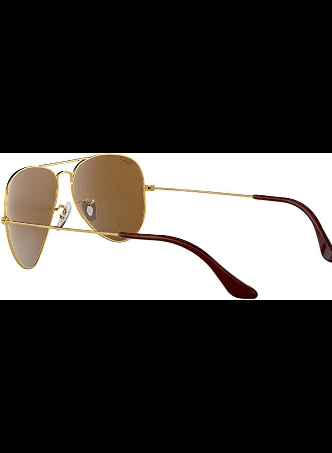 Ray-Ban Polarized Full Rim Aviator Sunglasses - RB3025 001/57 58 - Lens Size: 58 mm - Gold - Image 5