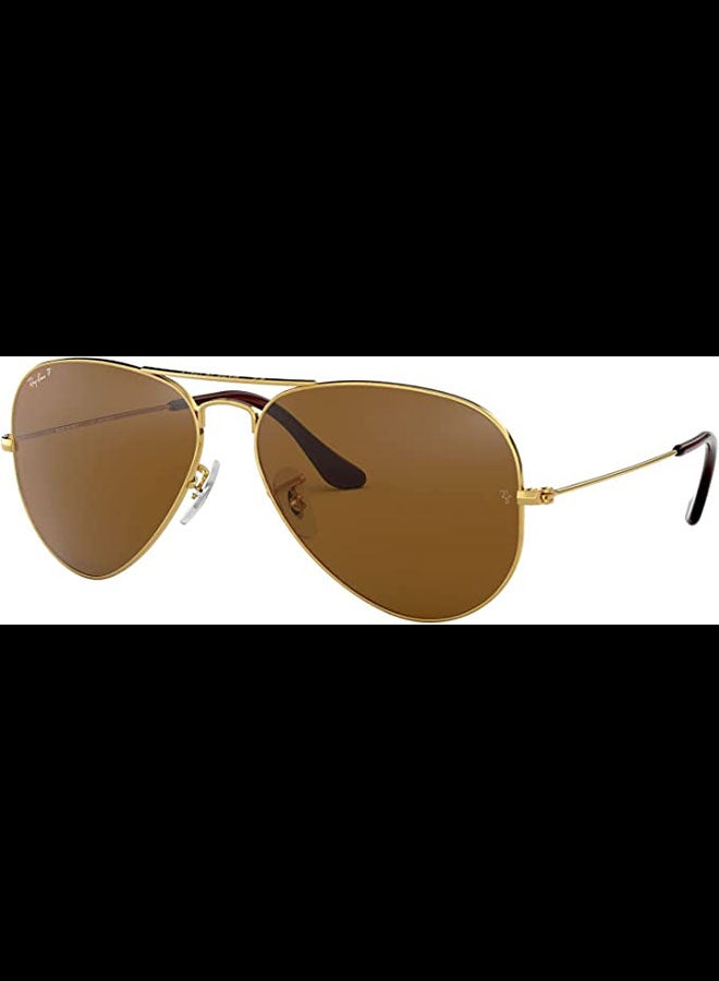 Ray-Ban Polarized Full Rim Aviator Sunglasses - RB3025 001/57 58 - Lens Size: 58 mm - Gold - Image 4