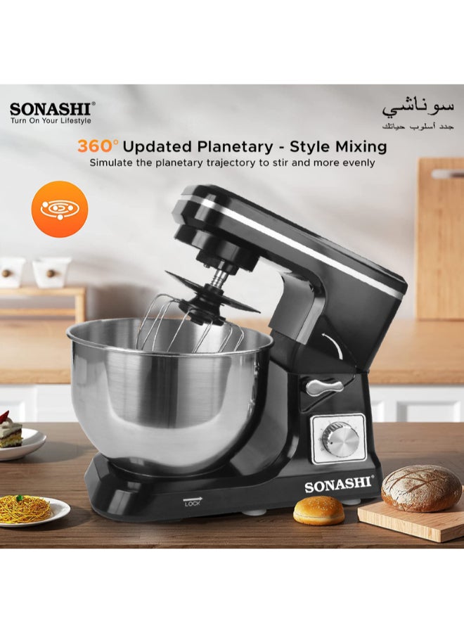 سوناشي - خلاط مزود بحامل مصنوع من الستانلس ستيل 3 في 1 5 L 1000 W SMX-140 أسود/فضي - Image 1