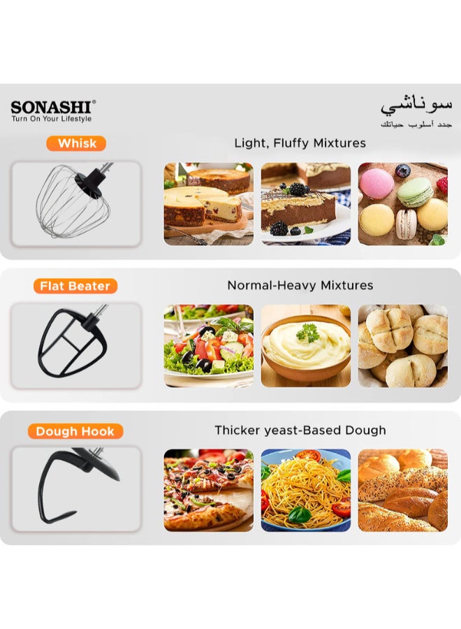 سوناشي - خلاط مزود بحامل مصنوع من الستانلس ستيل 3 في 1 5 L 1000 W SMX-140 أسود/فضي - Image 1