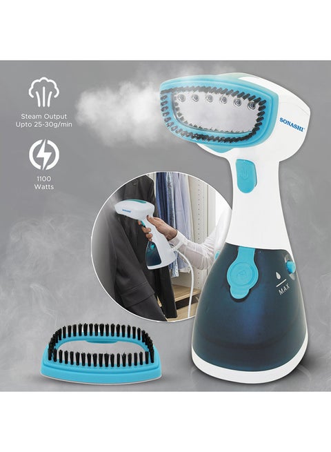 Garment Steam Iron with Water Tank Ultra Easy Wrinkle Remover Steamer Portable Travel-Friendly 16 Max Handheld 250 ml 1100 W SGS-315 Blue/White