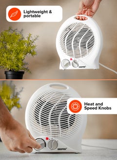 GEEPAS Fan Heater,High Performance Fan with 3-Speed Controls and 2 Heating Power| Adjustable Thermostat and Instant Heating| Overheat Protection and Power Indicator Light| 2 Years Warranty GFH9521 White  - Image 5