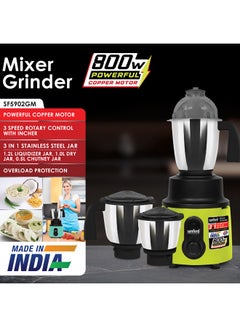 Sanford 3 IN 1 GRINDER MIXER (MADE IN INDIA) 1.2 L 800 W SF5902GM BS Red, Orange, Blue, Green  - Image 1
