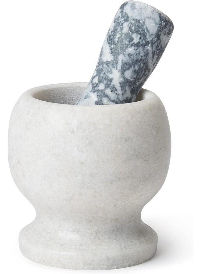 Raj Multi-Color Small Marble Mortar, 14cm, CMMSS1 - with Manual, Garlic Crusher, Spices Manual Grinder, Chutney Maker, Spices Mixer Black/White - Image 1