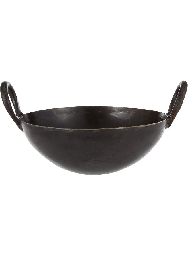 Raj Iron Kadai Cooking Pot with Double Handle, 20.5 Cm, Black, IK0008, Jalebi Kadai, Stir Fry Pan, Wok Black 20.5cm - Image 2