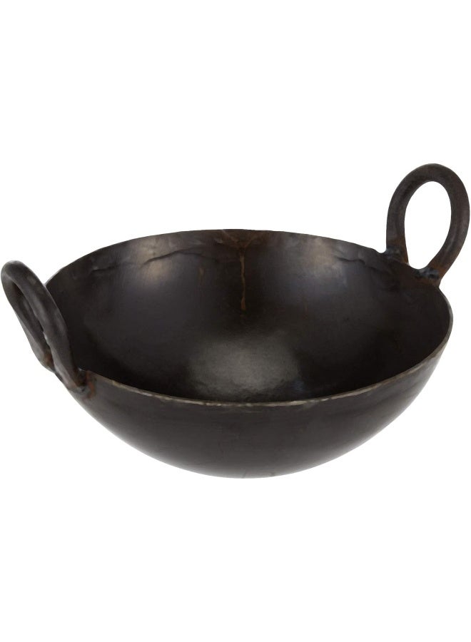 Raj Iron Kadai Cooking Pot with Double Handle, 30 Cm, Black, IK0012, Jalebi Kadai, Stir Fry Pan, Wok Black 30cm - Image 1