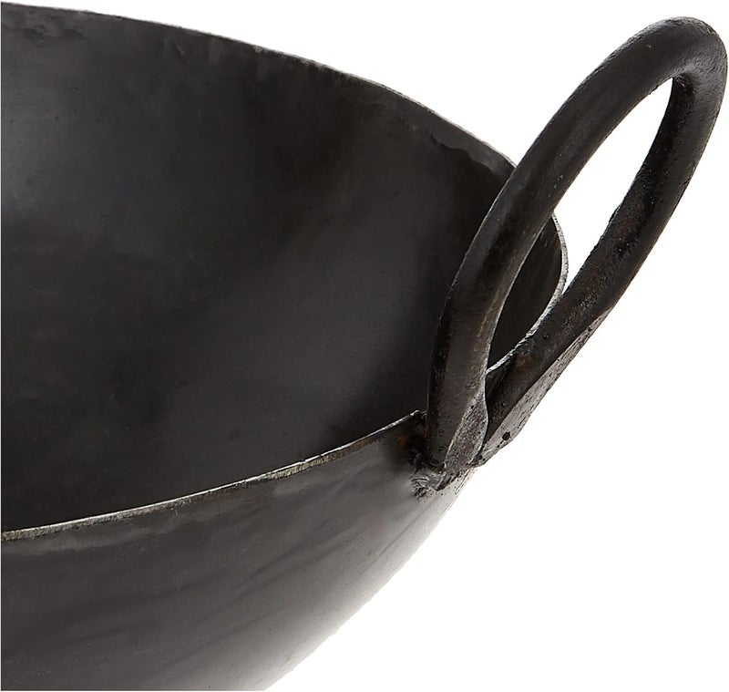Raj Iron Kadai Cooking Pot with Double Handle, 39 CM, BLACK, IK0016, Jalebi Kadai, Stir Fry Pan, Wok Black - Image 4