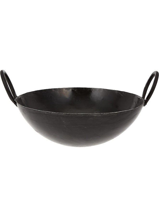 Raj Iron Kadai Cooking Pot with Double Handle, 39 CM, BLACK, IK0016, Jalebi Kadai, Stir Fry Pan, Wok Black - Image 2