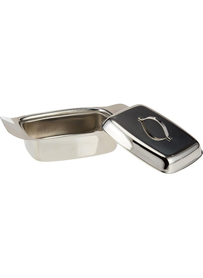Raj Stainless Steel Butter Dish with Lid Silver 12x5x19cm - Image 3
