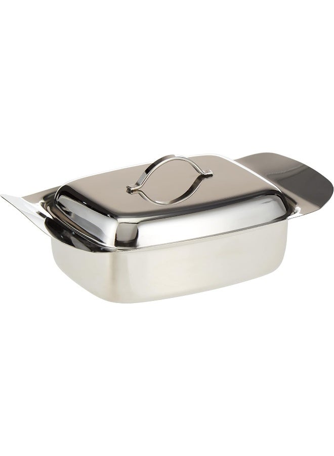 Raj Stainless Steel Butter Dish with Lid Silver 12x5x19cm - Image 1