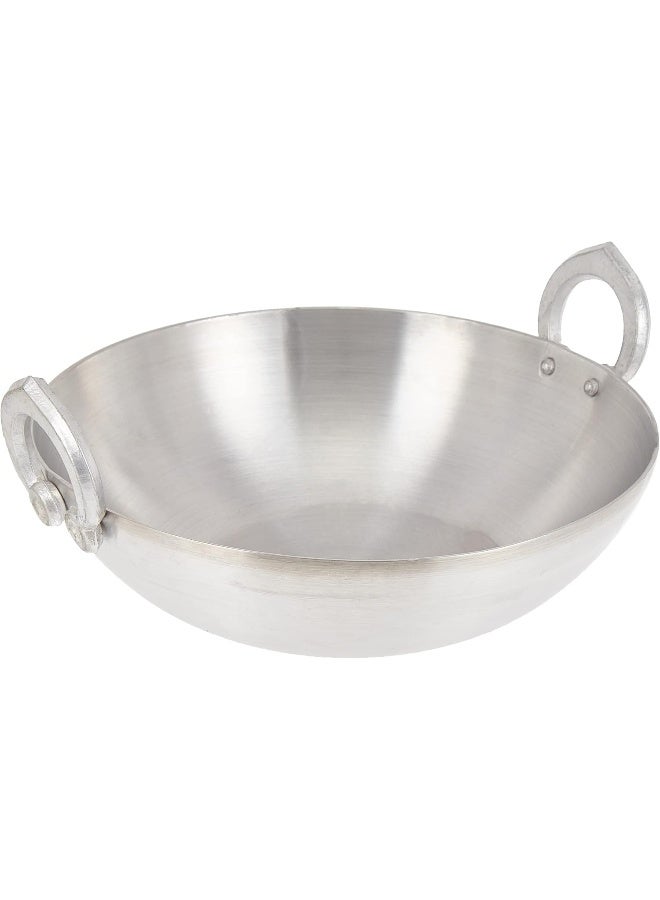 Raj Aluminium Kadai With Double Side Handle, 28.5Cm, Stir Fry Pan, Wok, Deep Frying Pot, Roasting Pot Silver 8x36x26.8cm - Image 1