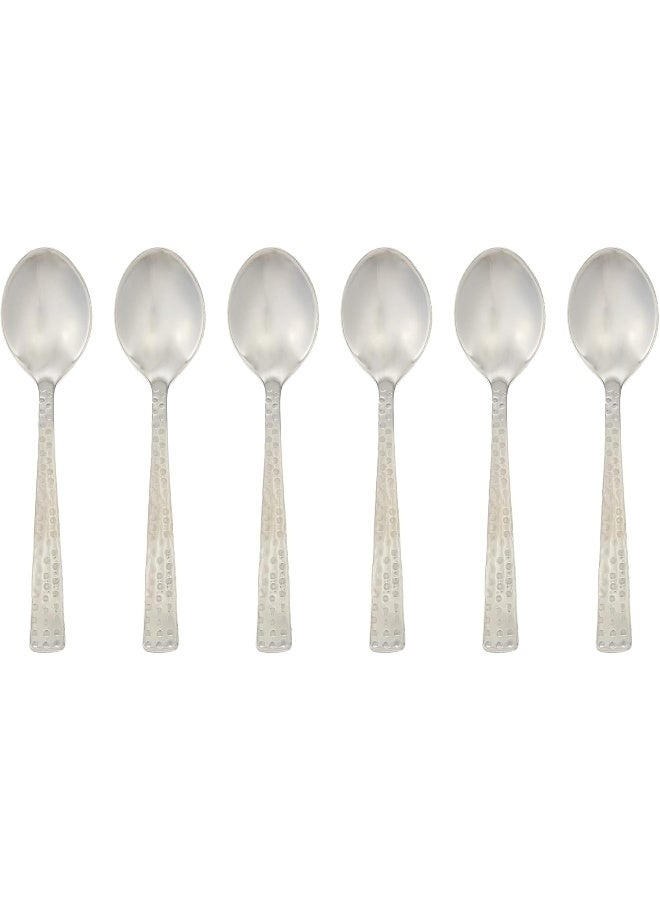 راج طقم ملاعق شاي مشكّلة بالطرق، 6 قطع فضي 13.5سم - Image 1