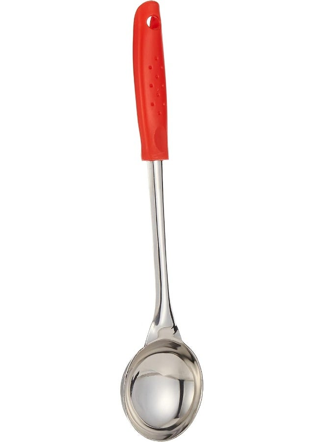 راج مغرفة من الستانلس ستيل فضي / أحمر 35x8سم - Image 1